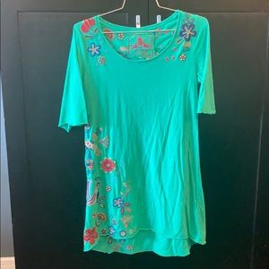 Green Embroidered cotton dress